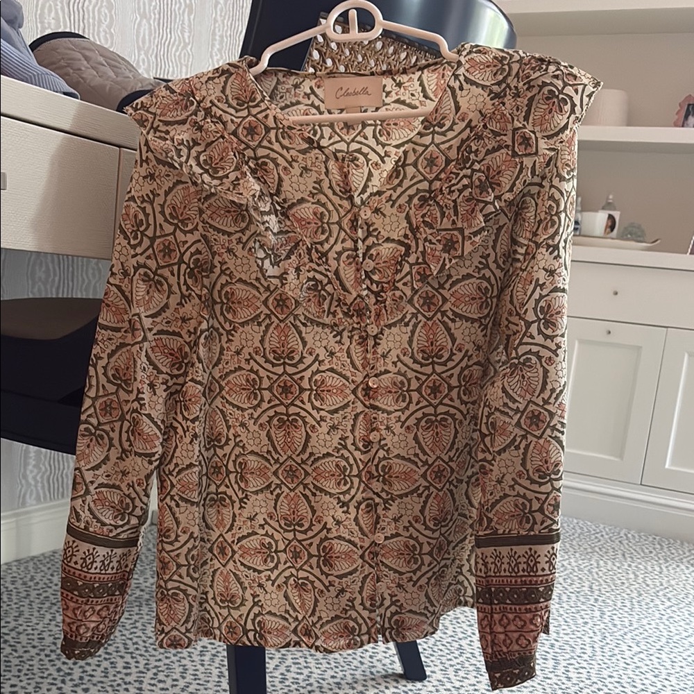 Chic Cabi Brown Patterned Women's Top